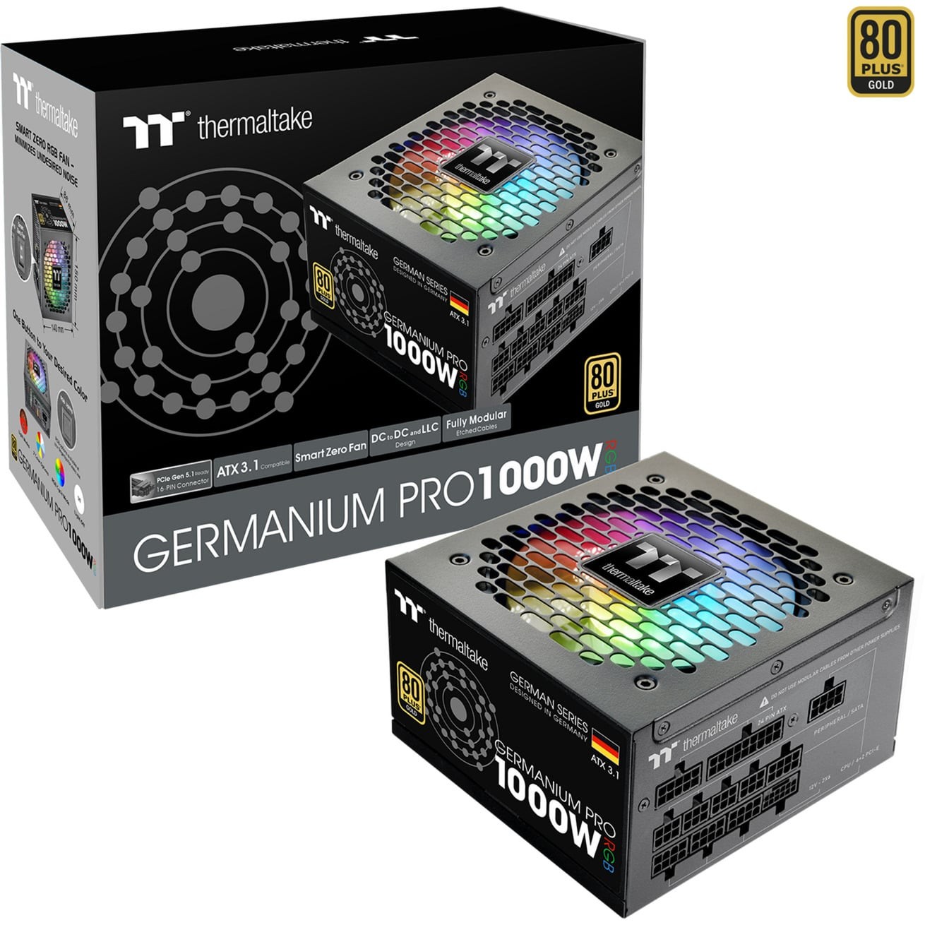 Alimentatore Thermaltake Germanium Pro RGB 1000W 80Plus Gold Atx 3.1 Nero Alimentatore Thermaltake Germanium Pro RGB 1000W 80Plus Gold Atx 3.1 Nero