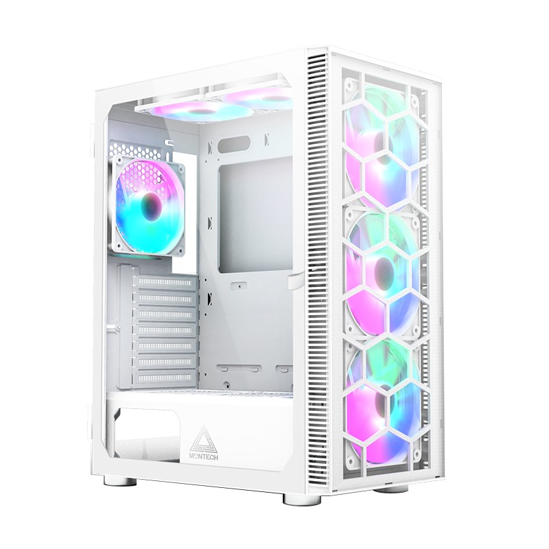 Case Montech X3 Glass Midi-Tower RGB Vetro Temperato Bianco Case Montech X3 Glass Midi-Tower RGB Vetro Temperato Bianco