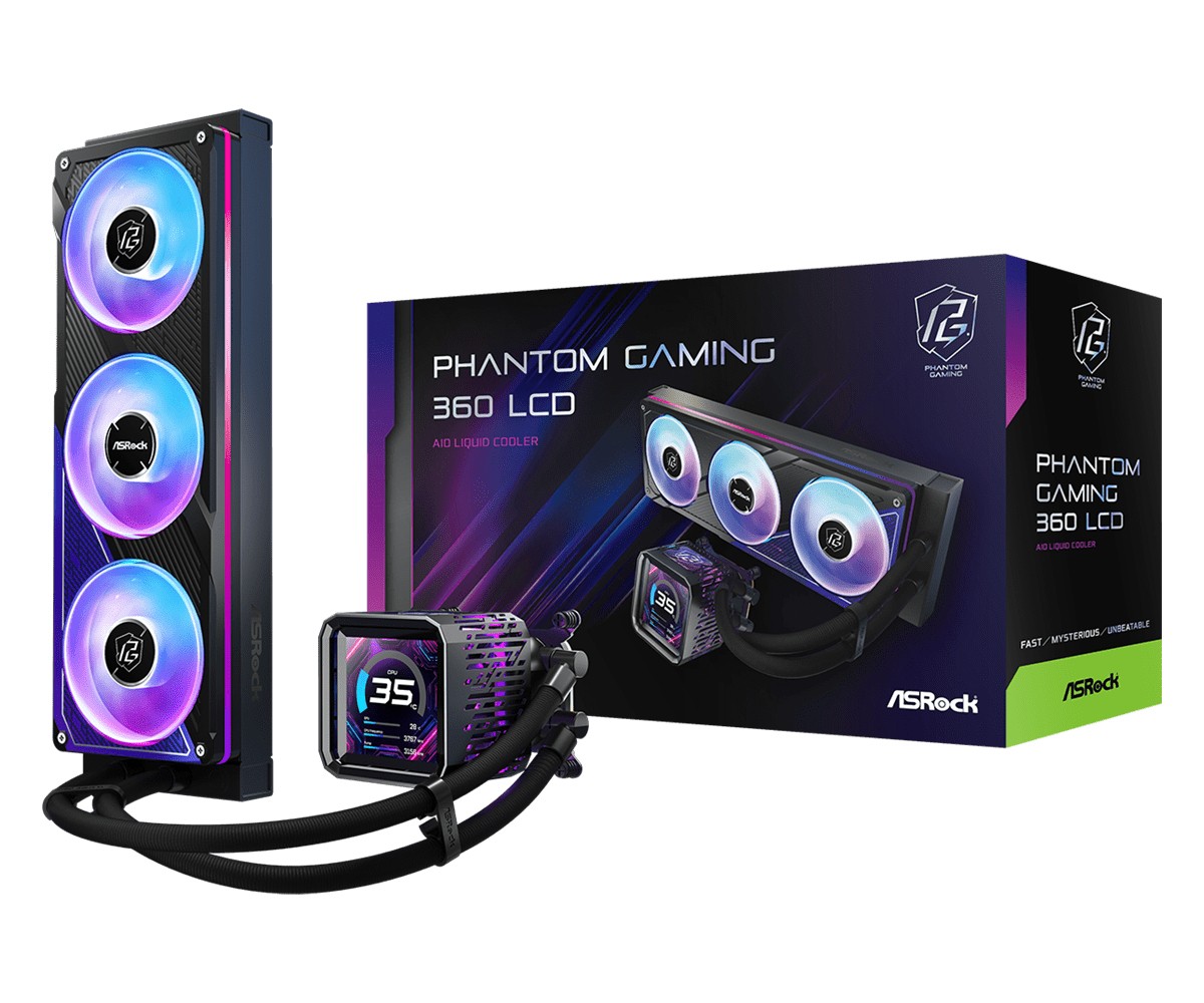 Dissipatore a Liquido ASRock Phantom Gaming 360 LCD ARGB 360mm Nero Dissipatore a Liquido ASRock Phantom Gaming 360 LCD ARGB 360mm Nero