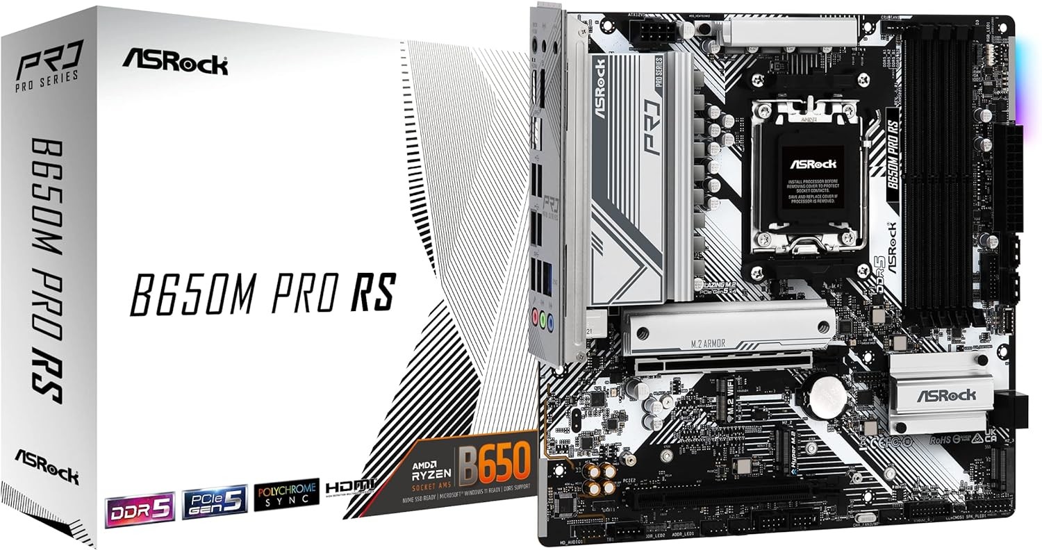 Scheda Madre ASRock B650M Pro RS AMD AM5 DDR5 Micro ATX Argento Scheda Madre ASRock B650M Pro RS AMD AM5 DDR5 Micro ATX Argento