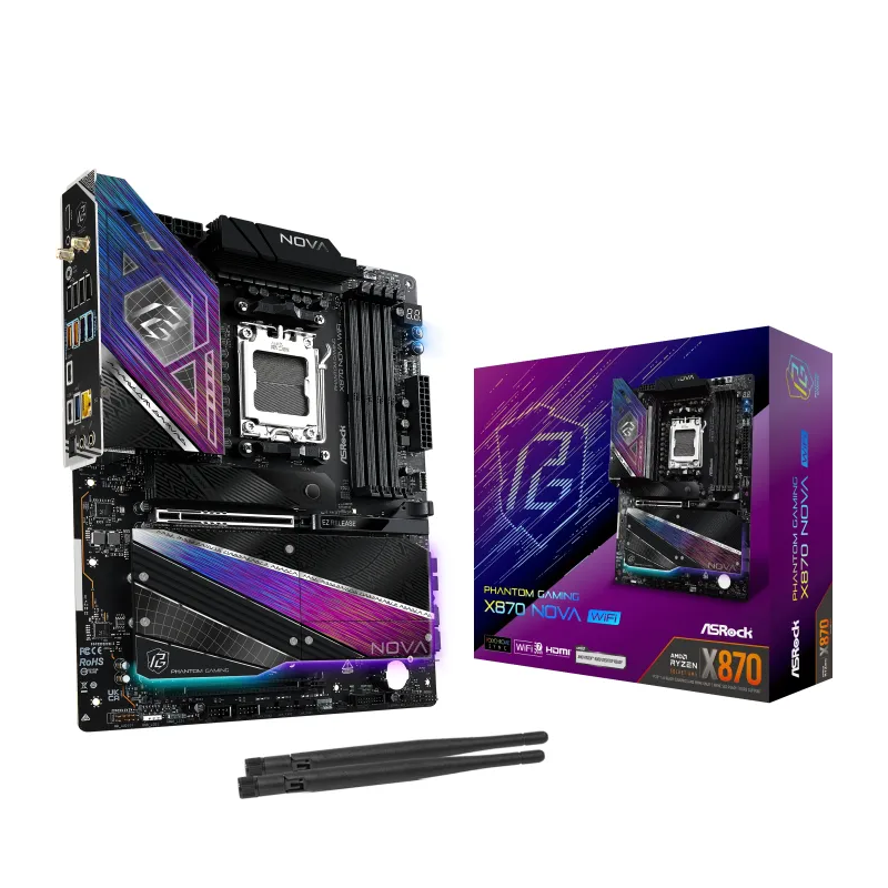 Scheda Madre ASROCK X870 Nova Phantom Gaming WiFi AM5 DDR5 ATX Nero Scheda Madre ASROCK X870 Nova Phantom Gaming WiFi AM5 DDR5 ATX Nero