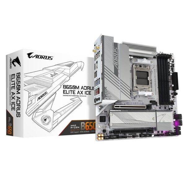 Scheda Madre Gigabyte B650M Aorus Elite AX ICE Socket AM5 DDR5 Micro Atx Bianco