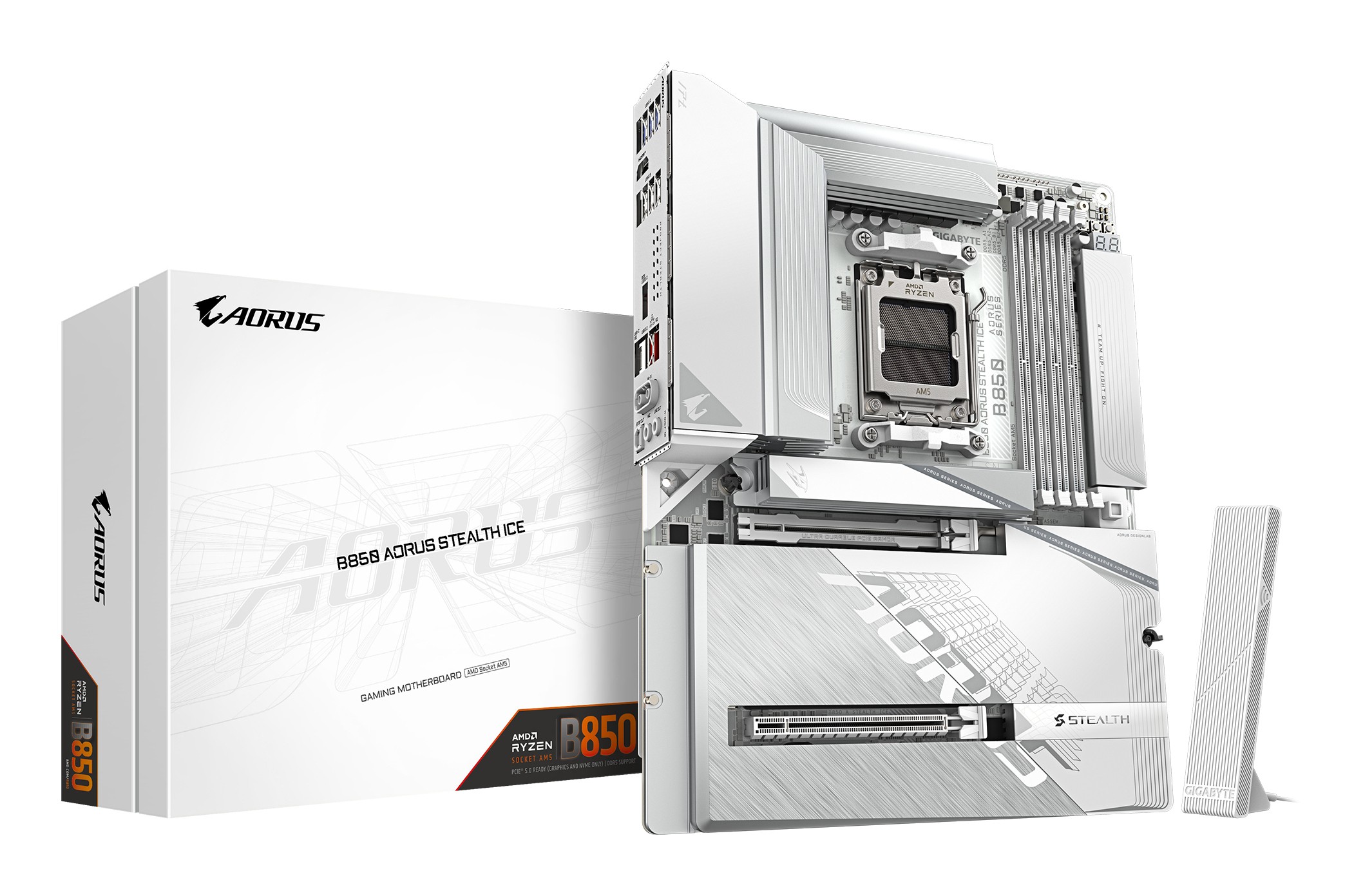 Scheda Madre Gigabyte GA-B850 A STEALTH ICE BTF AM5 DDR5 ATX Bianco Scheda Madre Gigabyte GA-B850 A STEALTH ICE BTF AM5 DDR5 ATX Bianco