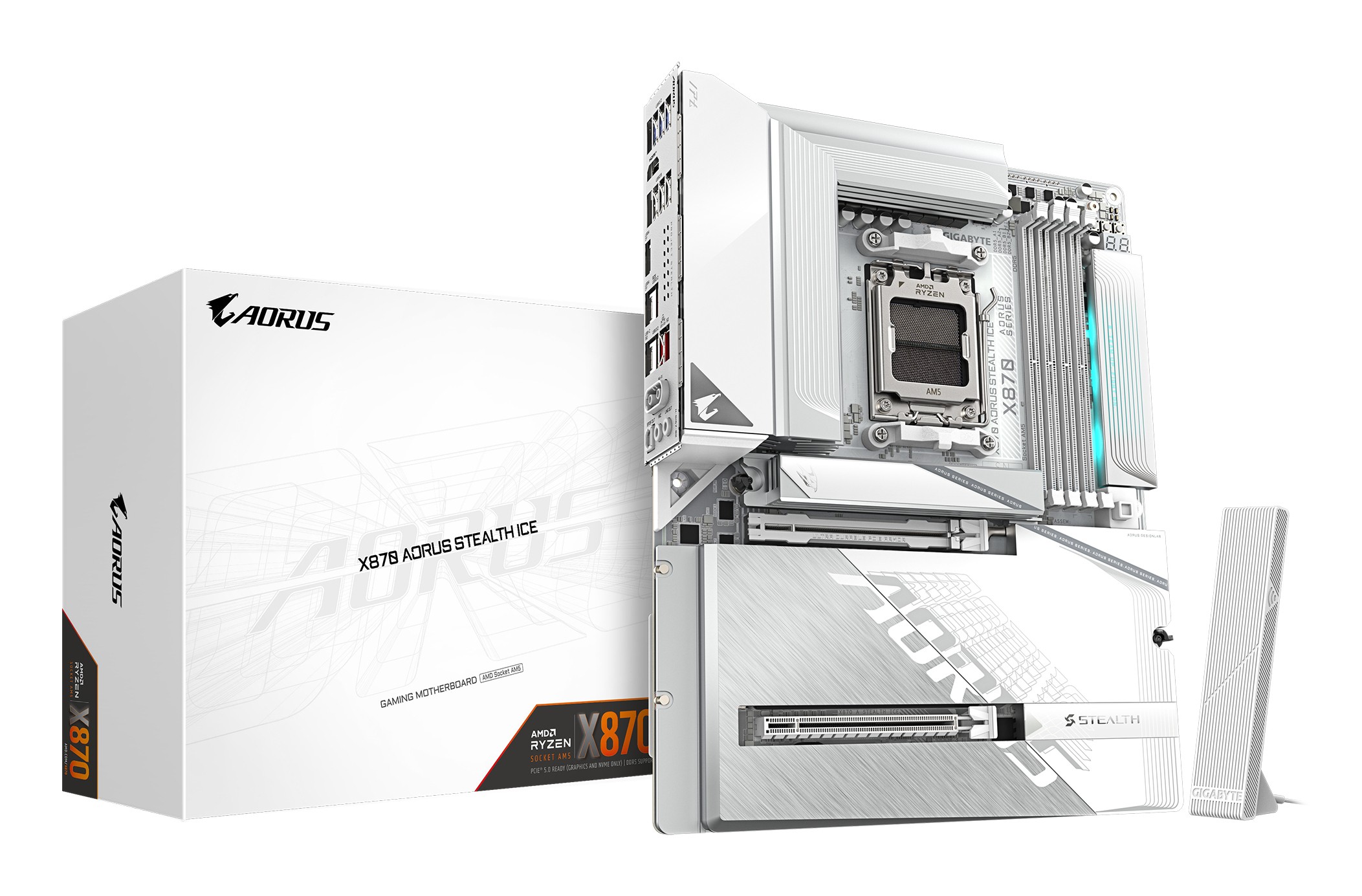 Scheda Madre Gigabyte GA-X870 A STEALTH ICE BTF AM5 DDR5 ATX Bianco Scheda Madre Gigabyte GA-X870 A STEALTH ICE BTF AM5 DDR5 ATX Bianco