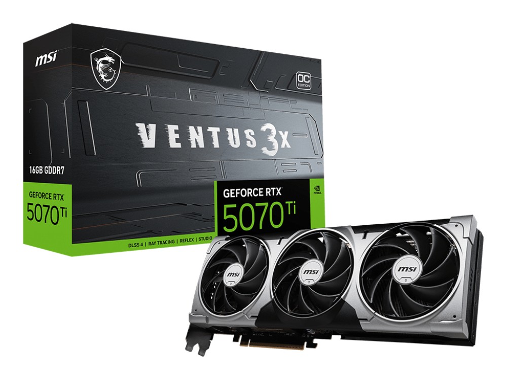 Scheda Video MSI Nvidia GeForce RTX 5070 Ti Ventus 3x OC 16GB GDDR7 Nero Scheda Video MSI Nvidia GeForce RTX 5070 Ti Ventus 3x OC 16GB GDDR7 Nero