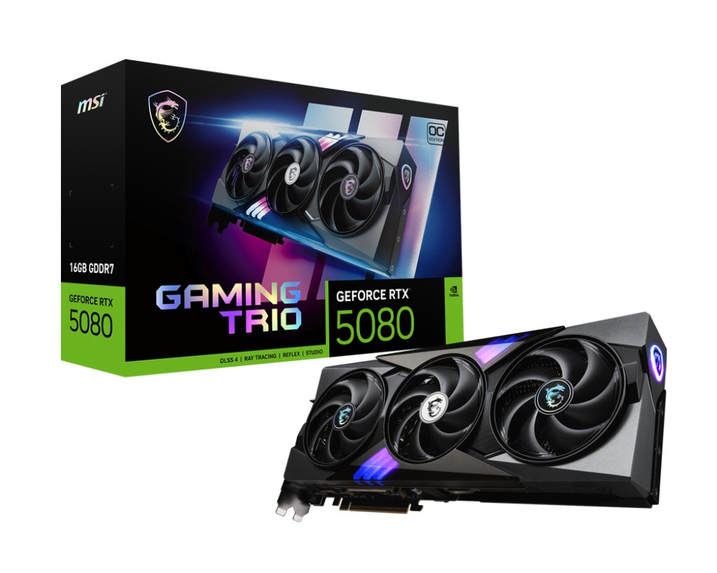 Scheda Video MSI Nvidia GeForce RTX 5080 Gaming Trio OC Nero 16GB GDDR7 Scheda Video MSI Nvidia GeForce RTX 5080 Gaming Trio OC Nero 16GB GDDR7