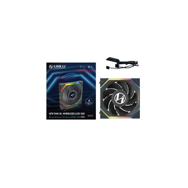 Ventola Lian Li UNI FAN SL Ventola LCD Wireless ARGB PWM Lama Inversa 120mm Nero Ventola Lian Li UNI FAN SL Ventola LCD Wireless ARGB PWM Lama Inversa 120mm Nero