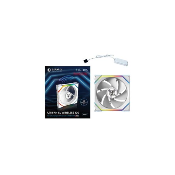 Ventola Lian Li UNI FAN SL Ventola Wireless ARGB PWM Lama Inversa 120mm Bianco