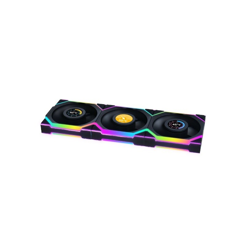 Ventola Lian Li UNI FAN SL Wireless LCD ARGB PWM Kit Da 3 Con Controller 120mm Nero Ventola Lian Li UNI FAN SL Wireless LCD ARGB PWM Kit Da 3 Con Controller 120mm Nero