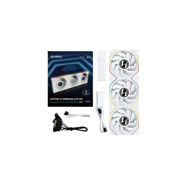 Ventola Lian Li UNI FAN TL Wireless LCD 120mm ARGB PWM Kit Da 3 Bianco