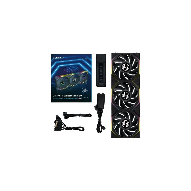 Ventola Lian Li UNI FAN TL Wireless LCD 120mm ARGB PWM Kit Da 3 Nero Ventola Lian Li UNI FAN TL Wireless LCD 120mm ARGB PWM Kit Da 3 Nero